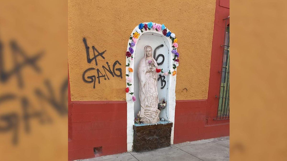 Captan actos de vandalismo en Zona Centro; ¡hasta a la Virgen le tocó!